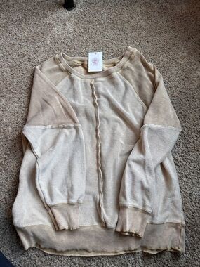 Light Beige Women's Pullover Sweater - Casual Cozy Knit